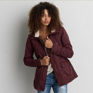 American Eagle Cotton Parka - Burgundy - Size XXS